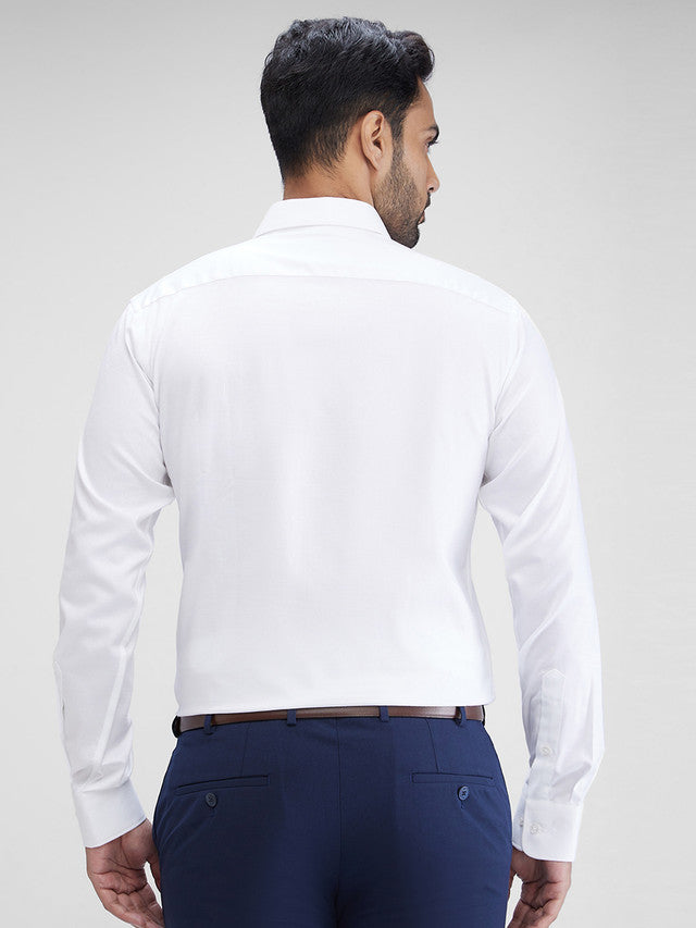 Park Avenue White Structure Slim Fit Cotton Formal Shirt