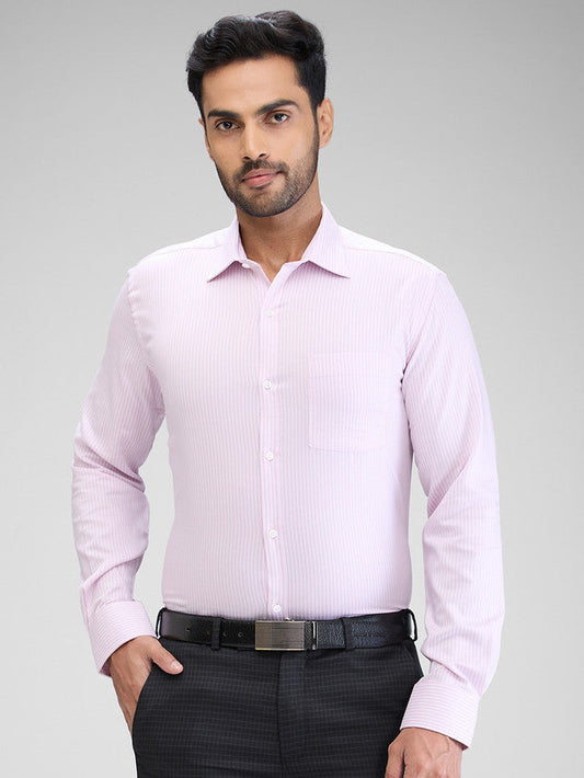 Park Avenue Men Pink Striped Slim Fit Cotton Formal Shirt
