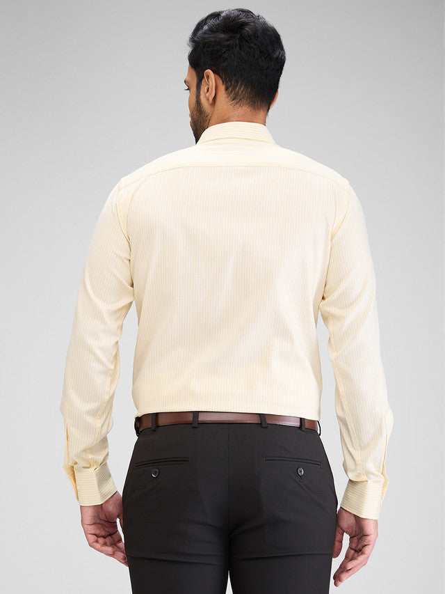 Park Avenue Yellow Stripe Slim Fit Cotton Formal Shirt