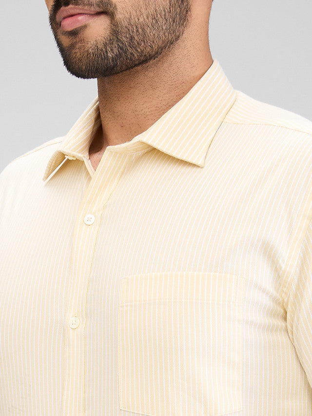Park Avenue Yellow Stripe Slim Fit Cotton Formal Shirt
