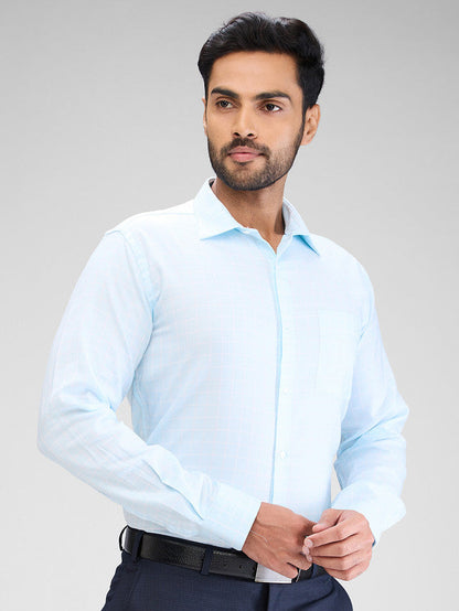 Park Avenue Blue Checks Slim Fit Cotton Formal Shirt