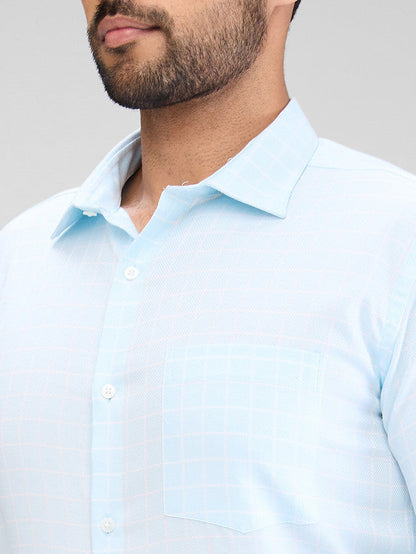 Park Avenue Blue Checks Slim Fit Cotton Formal Shirt