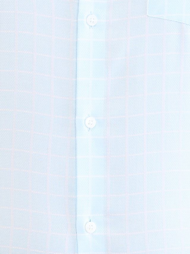 Park Avenue Blue Checks Slim Fit Cotton Formal Shirt