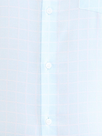 Park Avenue Blue Checks Slim Fit Cotton Formal Shirt