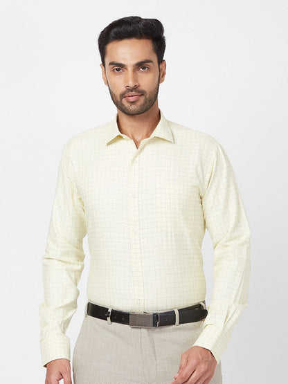 Park Avenue Men Yellow Slim Fit Checks Shirt