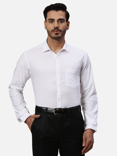 Park Avenue Men White Twill Slim Fit Cotton Formal Shirts