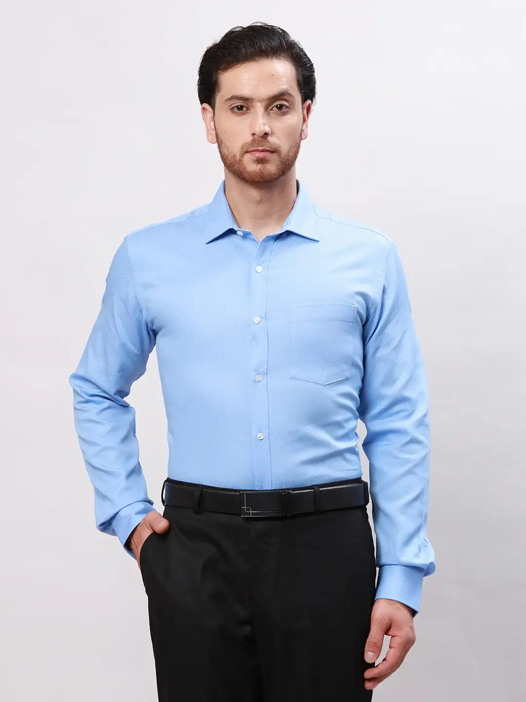 Park Avenue Men Blue Slim Fit Structure Cotton Shirts
