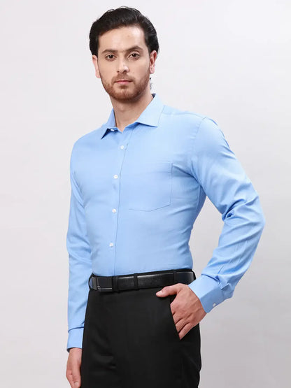 Park Avenue Men Blue Slim Fit Structure Cotton Shirts