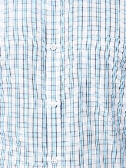 Men Blue Slim Fit Checks Cotton Shirts