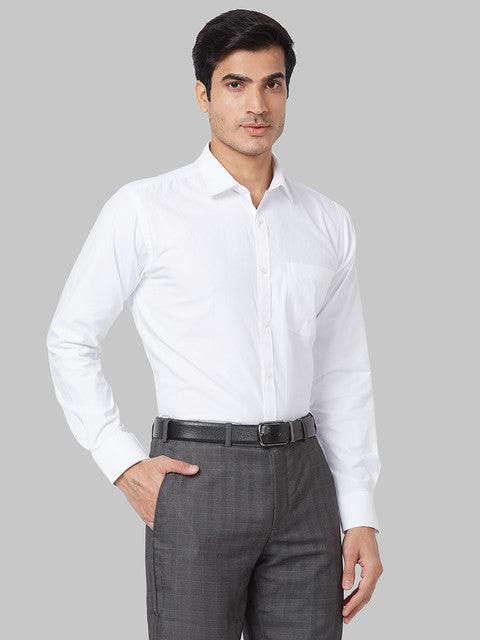 Park Avenue Men White Herringbone Slim Fit Cotton Blend Shirt