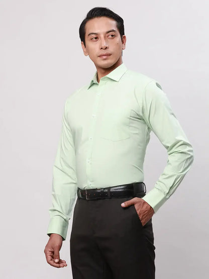 Park Avenue Men Green Solid Slim Fit Cotton Shirts