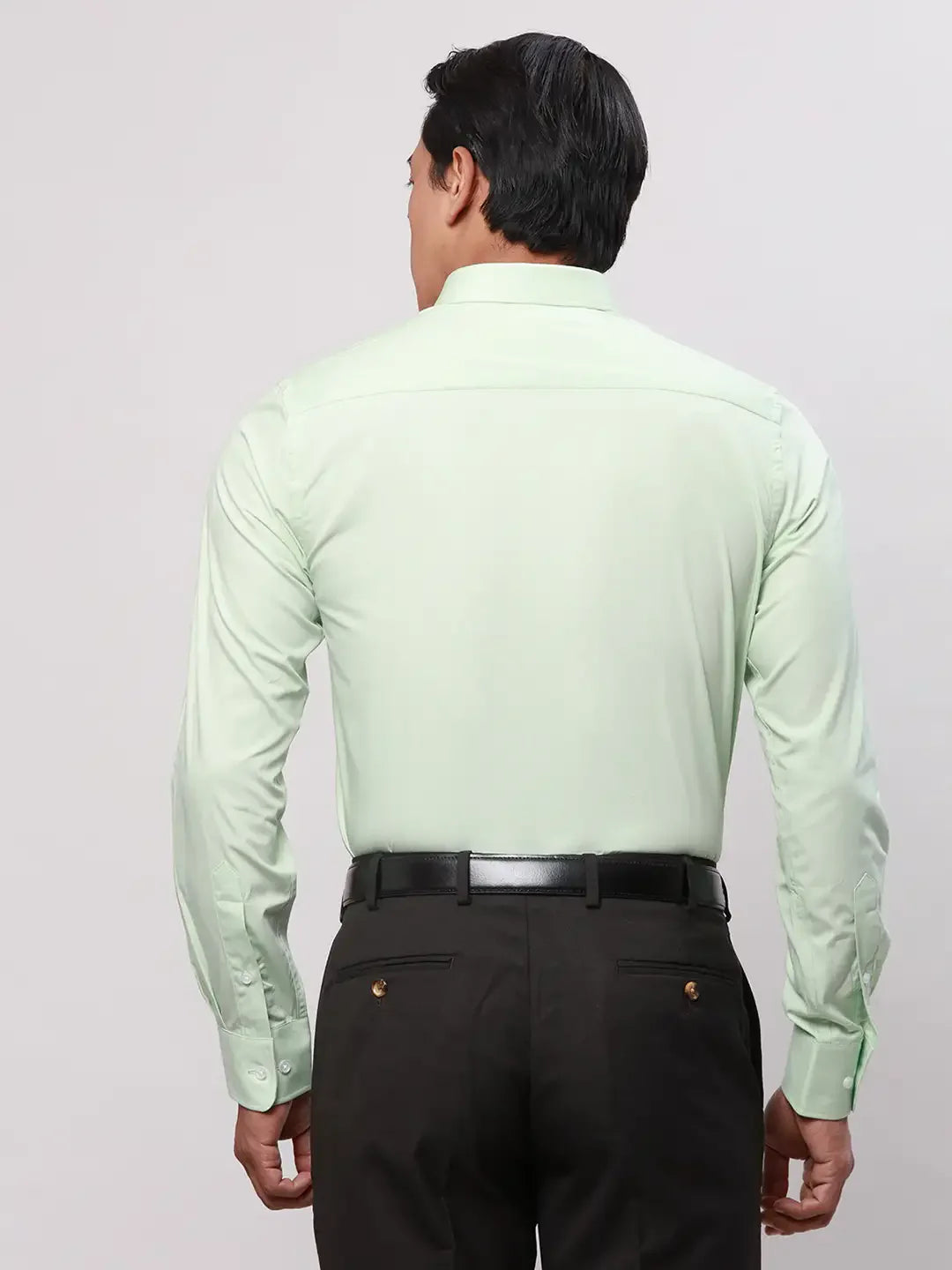Park Avenue Men Green Solid Slim Fit Cotton Shirts