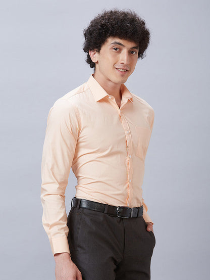Park Avenue Orange Solid Slim Fit Cotton Formal Shirt