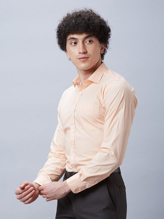 Park Avenue Orange Solid Slim Fit Cotton Formal Shirt