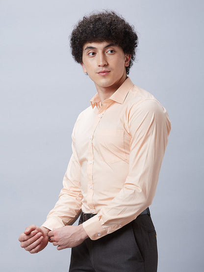 Park Avenue Orange Solid Slim Fit Cotton Formal Shirt