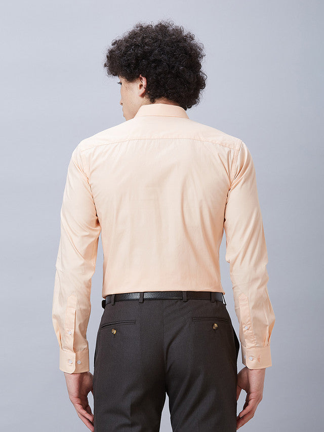 Park Avenue Orange Solid Slim Fit Cotton Formal Shirt