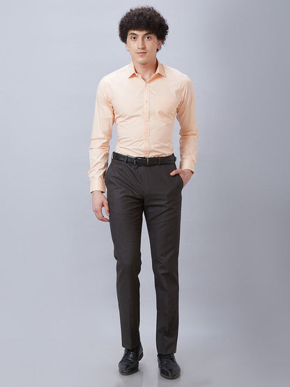 Park Avenue Orange Solid Slim Fit Cotton Formal Shirt