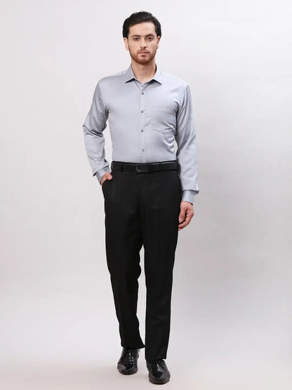 Park Avenue Men Grey Slim Fit Solid Cotton Shirts