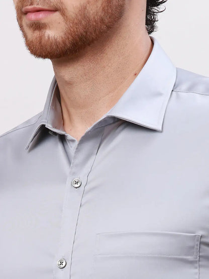 Park Avenue Men Grey Slim Fit Solid Cotton Shirts