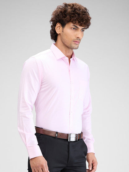 Park Avenue Red Structure Slim Fit Cotton Formal Shirt