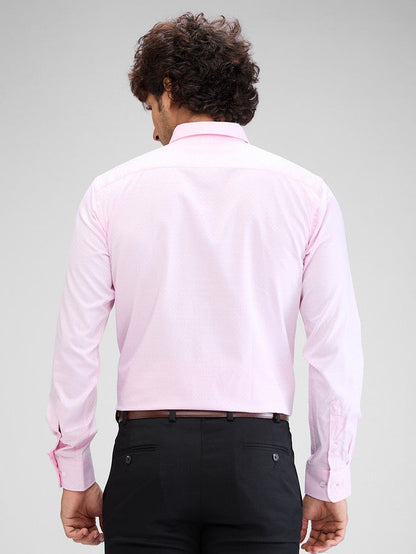 Park Avenue Red Structure Slim Fit Cotton Formal Shirt