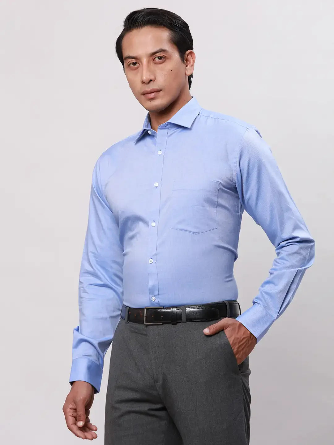 Park Avenue Men Blue Structure Slim Fit Cotton Shirts