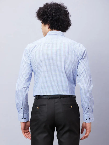 Park Avenue Men Blue Checks Slim Fit Cotton Shirts