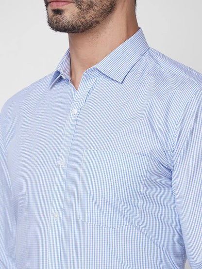 Park Avenue Men Blue Checks Slim Fit Cotton Shirt