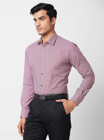 Park Avenue Men Maroon Checks Slim Fit Cotton Shirt