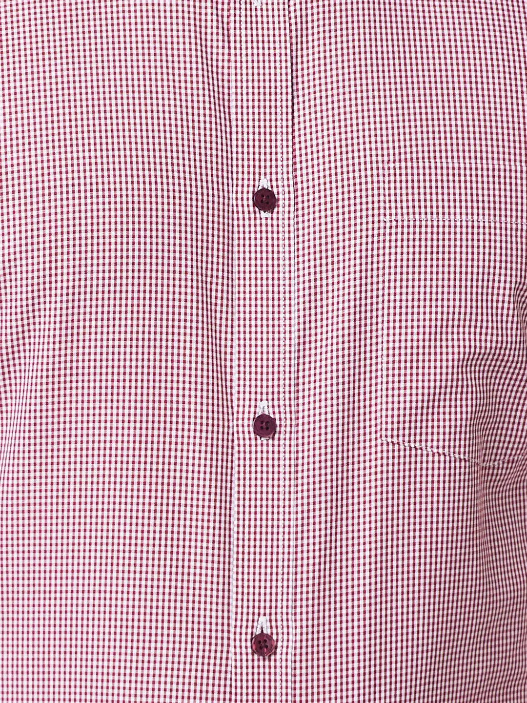 Park Avenue Men Maroon Checks Slim Fit Cotton Shirt