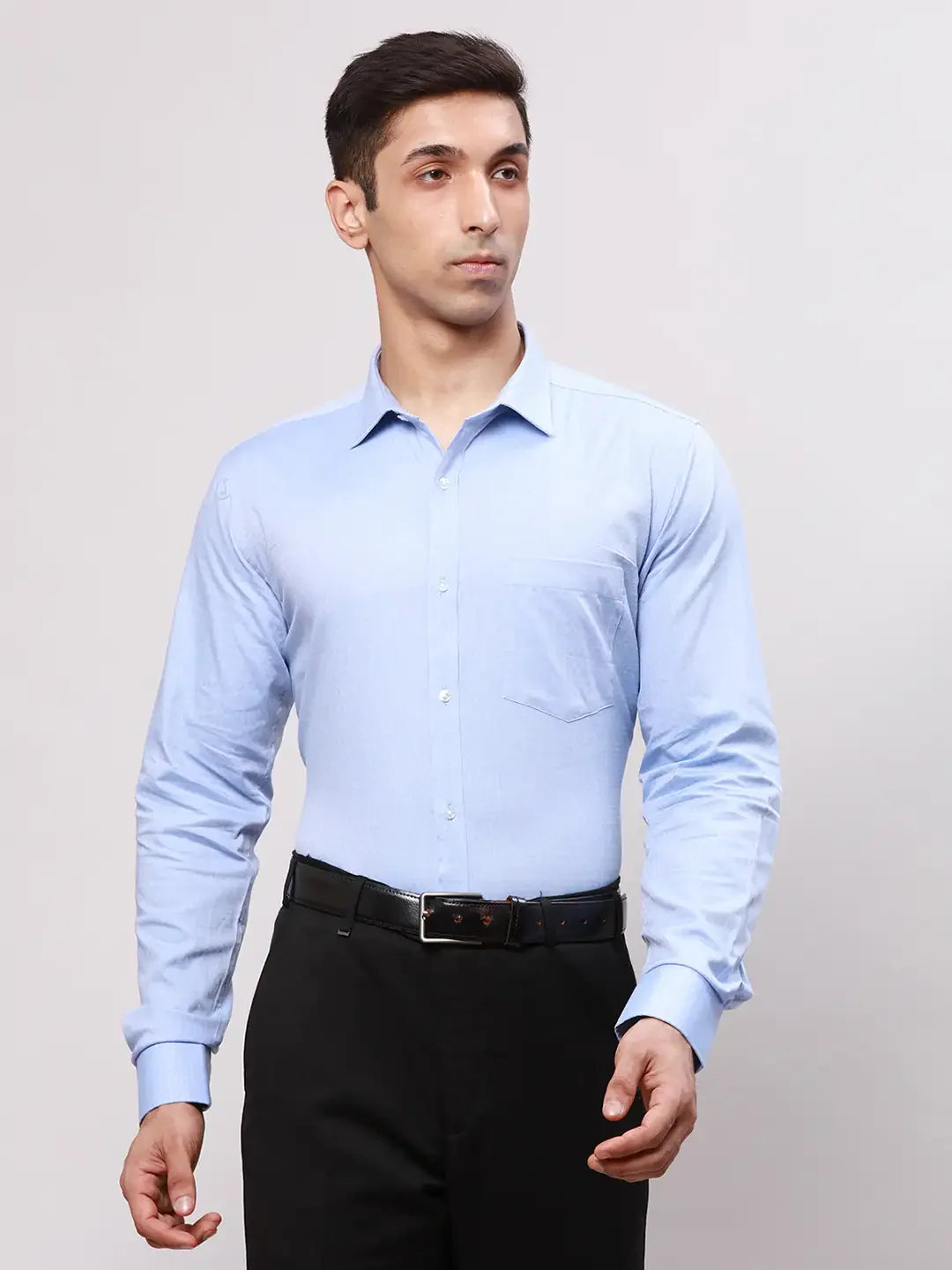 Park Avenue Men Blue Slim Fit Structure Cotton Formal Shirt