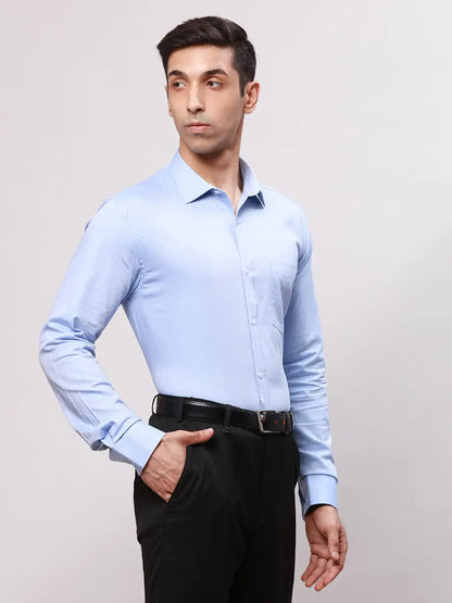 Park Avenue Men Blue Slim Fit Structure Cotton Formal Shirt