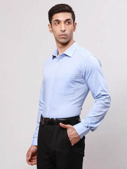 Park Avenue Men Blue Slim Fit Structure Cotton Formal Shirt