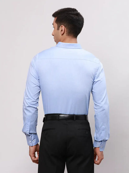 Park Avenue Men Blue Slim Fit Structure Cotton Formal Shirt