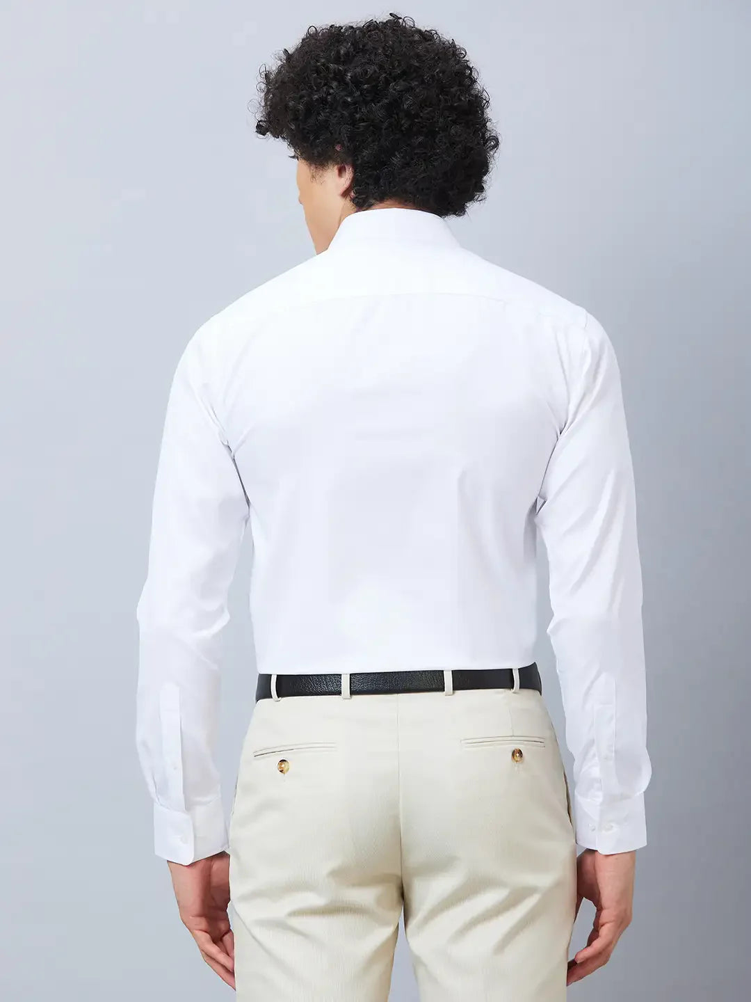 Park Avenue Men White Structure Slim Fit Polyester Blend Formal Shirt