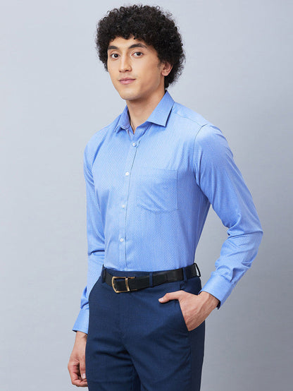Park Avenue Blue Structure Slim Fit Polyester Blend Formal Shirt