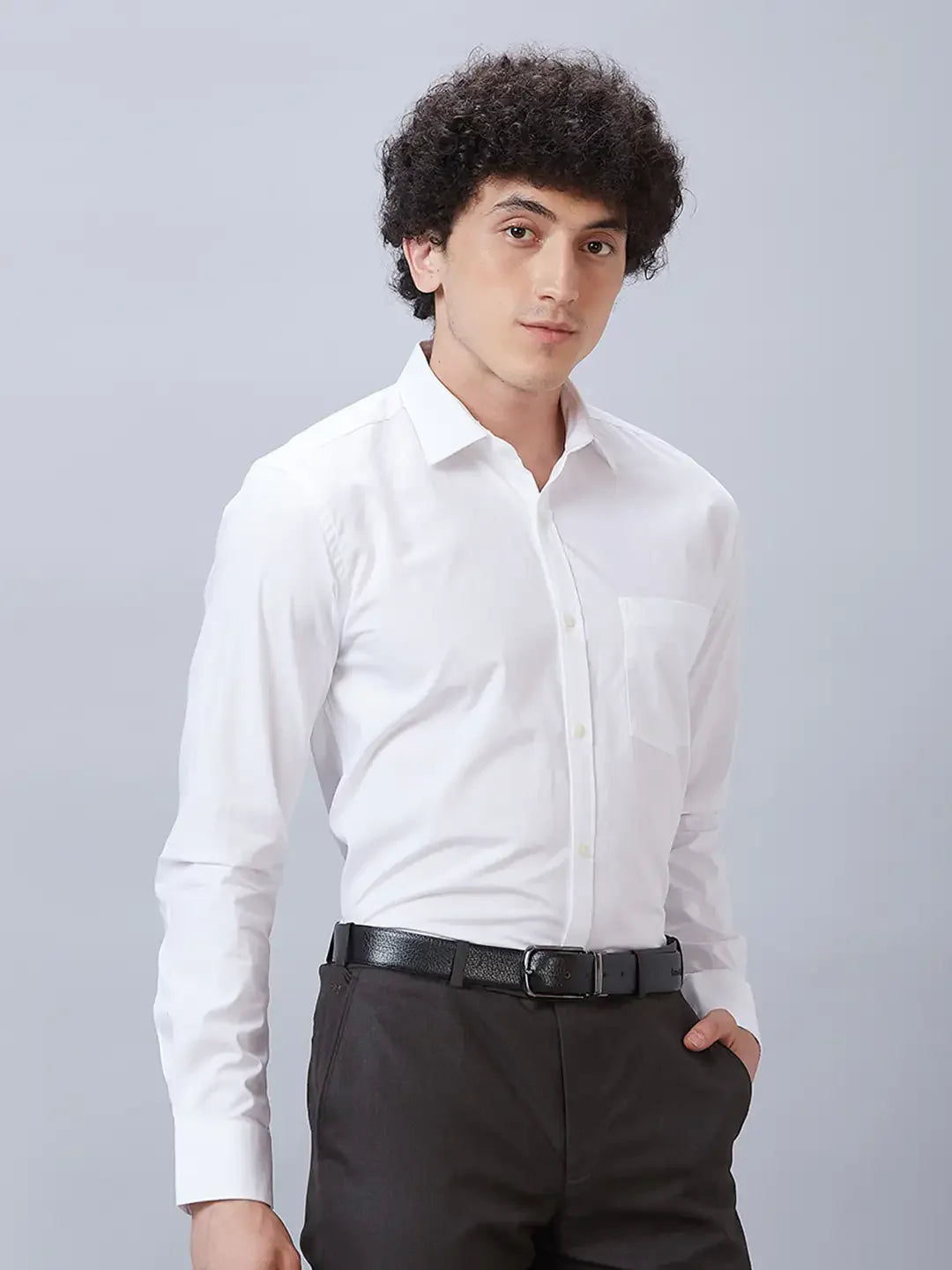 Park Avenue Men White Slim Fit Solid Cotton Shirts