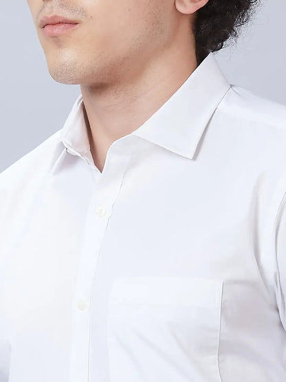 Park Avenue Men White Slim Fit Solid Cotton Shirts