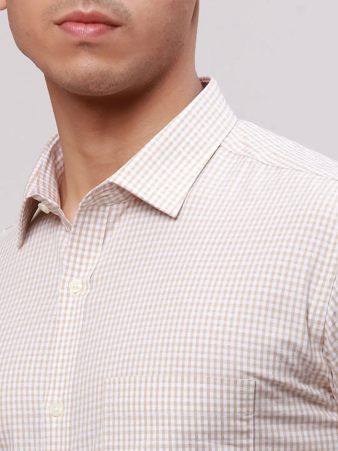 Park Avenue Men Fawn Slim Fit Structure Cotton Shirts