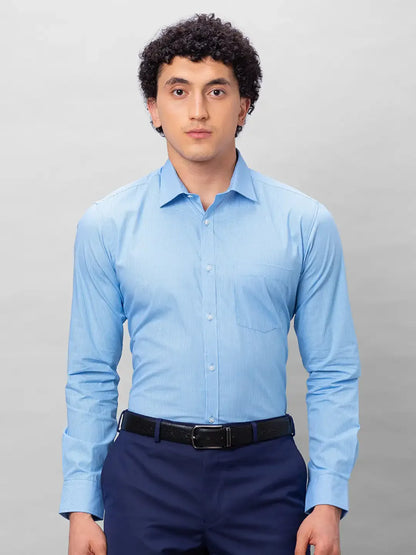 Park Avenue Men Blue Structure Slim Fit Cotton Shirts