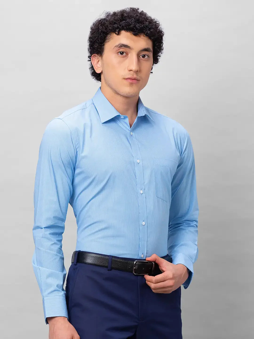 Park Avenue Men Blue Structure Slim Fit Cotton Shirts