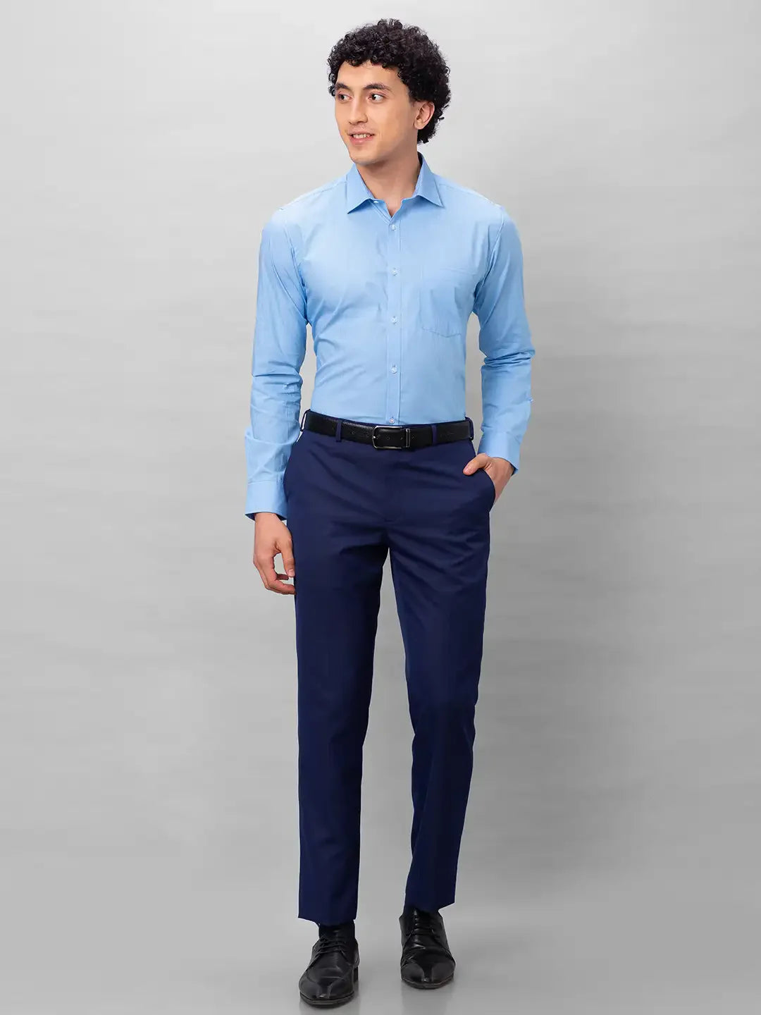 Park Avenue Men Blue Structure Slim Fit Cotton Shirts