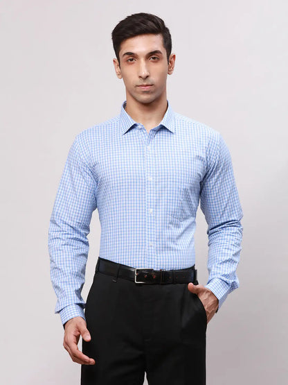 Park Avenue Men Blue Slim Fit Checks Cotton Shirts