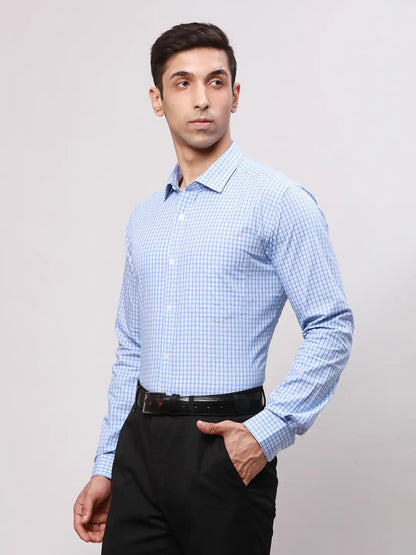 Park Avenue Men Blue Slim Fit Checks Cotton Shirts