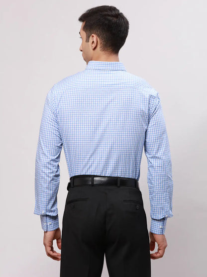 Park Avenue Men Blue Slim Fit Checks Cotton Shirts