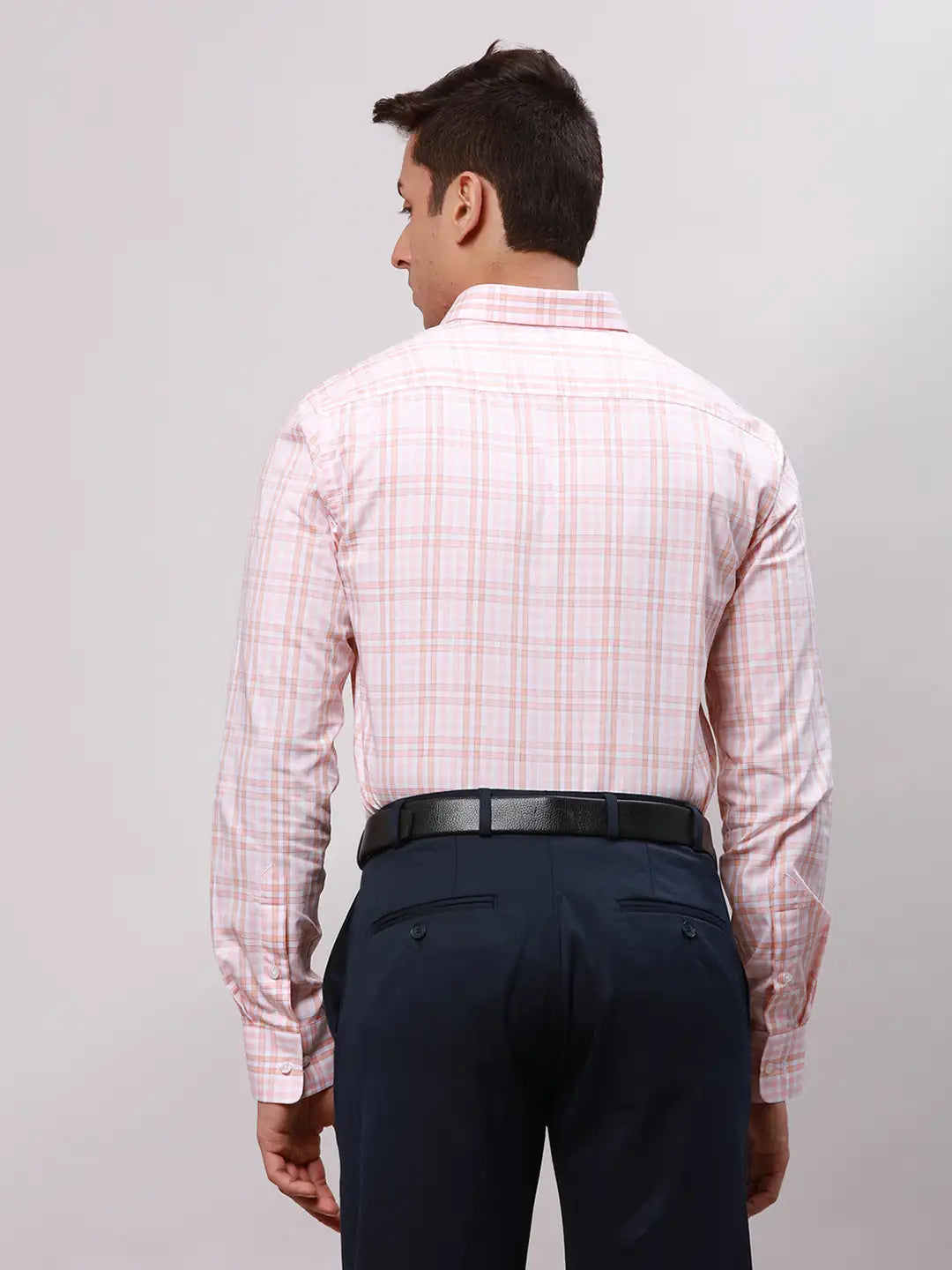 Park Avenue Men Orange Slim Fit Checks Cotton Shirts