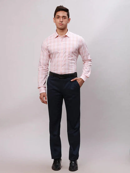 Park Avenue Men Orange Slim Fit Checks Cotton Shirts