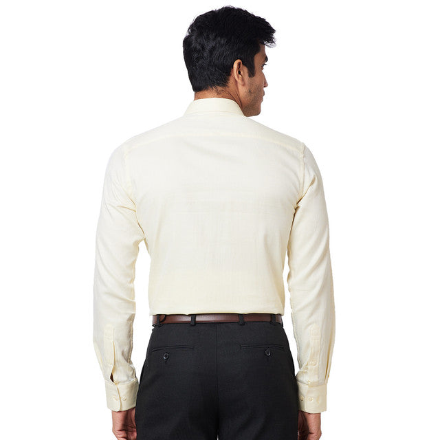 Park Avenue Yellow Structure Slim Fit Full Sleeve Cotton Shirt