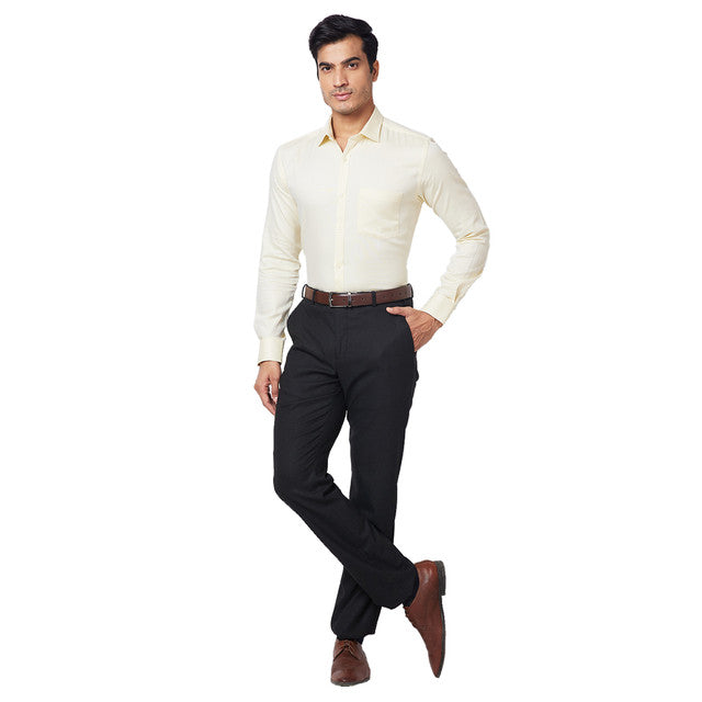 Park Avenue Yellow Structure Slim Fit Full Sleeve Cotton Shirt