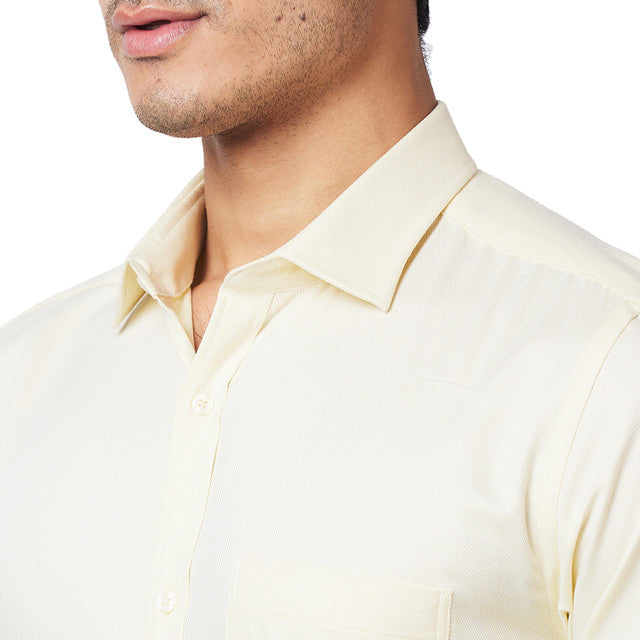Park Avenue Yellow Structure Slim Fit Full Sleeve Cotton Shirt